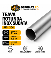 Teava rotunda inox sudata AISI 304, 22 x 1.5 mm, 6 metri